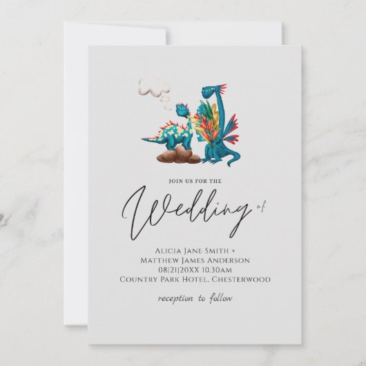 Stomme dragons in Love Turquoise Grey Wedding (Voorkant)