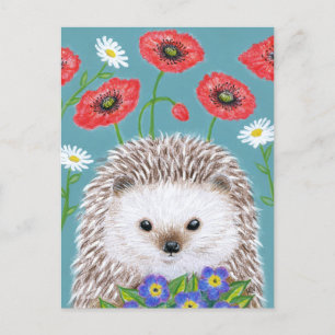 Stomme egel met briefkaart van de Veerbloem