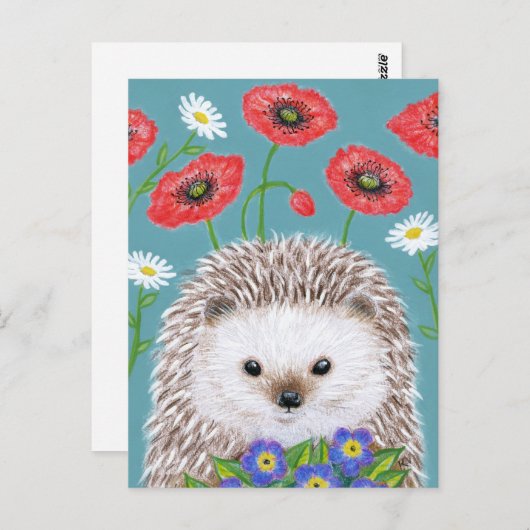 Stomme egel met briefkaart van de Veerbloem (Voorkant / Achterkant)