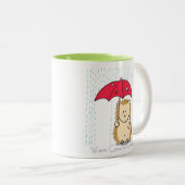 Stomme egel met gedraaide paraplu-Mok. Tweekleurige Koffiemok (Voorkant rechts)