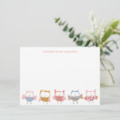 Stomme eigenaar van roze gepersonaliseerde schrijf bedankkaart (Staand voorkant)