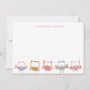 Stomme eigenaar van roze gepersonaliseerde schrijf bedankkaart