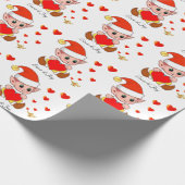 Stomme elf met liefdesharten op witte achtergrond cadeaupapier (Hoek)