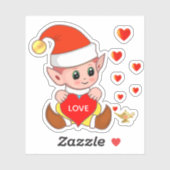 Stomme elf met liefdesharten sticker (Vel)