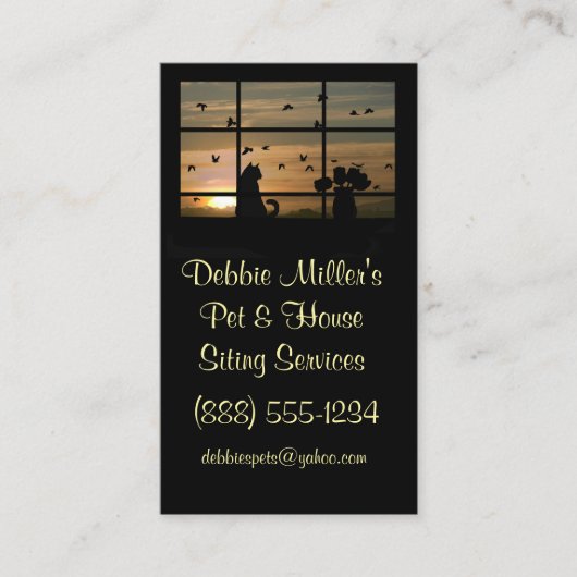 Stomme en bloemen in huis en rond huishouden visitekaartje (Voorkant)