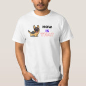 Stomme en grappige Duitse herder in Pocket Puppy T-shirt (Voorkant)