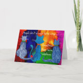 Stomme en kleurrijke katten met woorden Wenskaart Kaart (Voorkant)