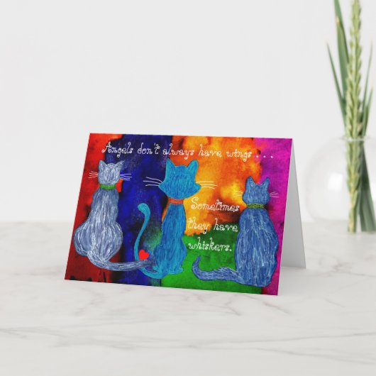 Stomme en kleurrijke katten met woorden Wenskaart Kaart (Voorkant)