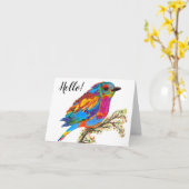 Stomme en kleurrijke vogel op een Bijkantoor Wensk Kaart (Gele Bloem)