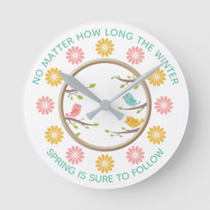 Stomme en kleurrijke vogels en bloemen, Springtime Ronde Klok