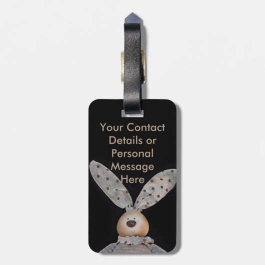 Stomme en kutse bunny bagagelabel (Achterkant verticaal)