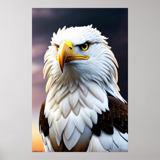 Stomme en schattige adelaar | AI Art. Poster (Voorkant)