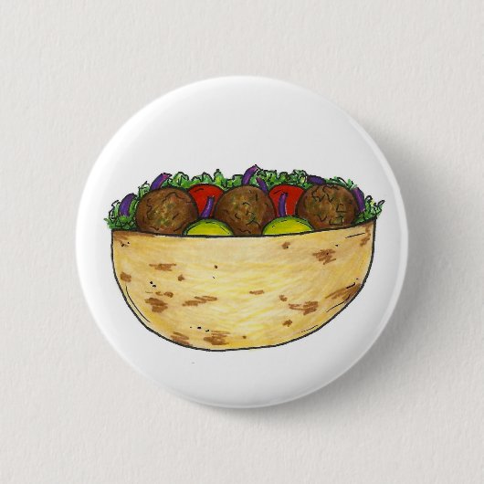 Stomme Falafel Pita Sandwich Mediterranean Food Ronde Button 5,7 Cm (Voorkant)