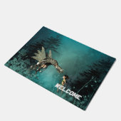 Stomme fee met stoomdraak in een fantasiewoud deurmat (Schuin)