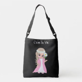 Stomme feilloos met bloemen op zwart crossbody tas (Achterkant)