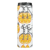 Stomme fietsen met oranje wielen. Waterverf hand  Thermosbeker (Achterkant)