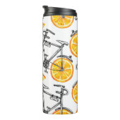 Stomme fietsen met oranje wielen. Waterverf hand  Thermosbeker (Geroteerd rechts)