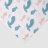 Stomme gekke blauwe walvis en vis. Nautisch dier Tissuepapier (Detail)