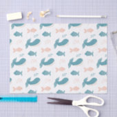 Stomme gekke blauwe walvis en vis. Nautisch dier Tissuepapier (Craft)