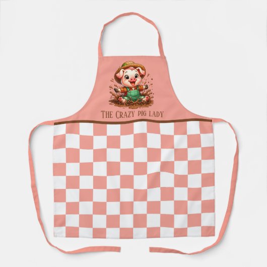 Stomme gekke dame voegt tekst toe schort (Voorkant)