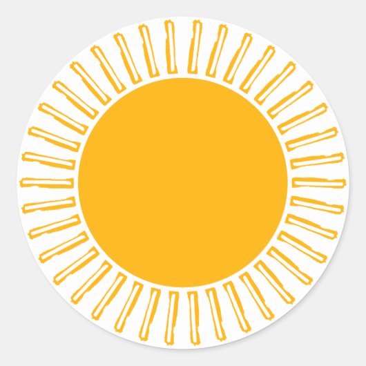 Stomme gele zonnestralen blanco, leuk en leuk ronde sticker (Voorkant)