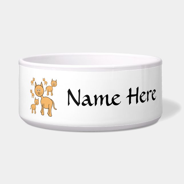 Stomme gemberkatten.  Kat Cartoon. Voerbakje (Voorkant)