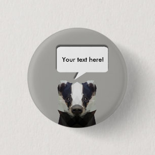 Stomme geometrische badger ronde button 3,2 cm