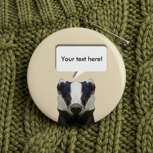 Stomme geometrische badger ronde button 3,2 cm