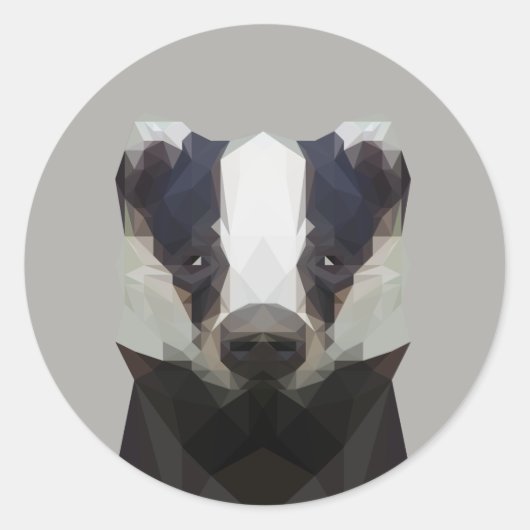 Stomme geometrische badger ronde sticker (Voorkant)