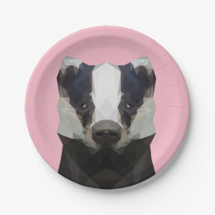 Stomme geometrische badger roze papieren bordje