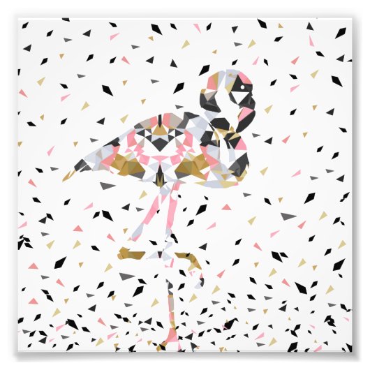 Stomme geometrische Flamingo abstract ontwerp Foto Afdruk (Voorkant)