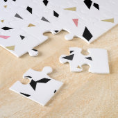 Stomme geometrische Flamingo abstract ontwerp Legpuzzel (Zijkant)