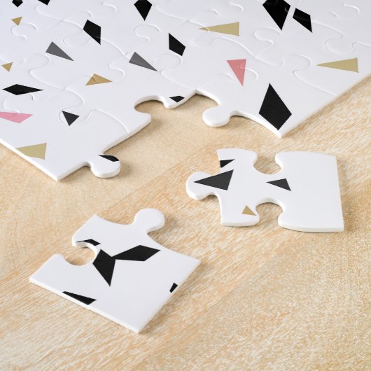 Stomme geometrische Flamingo abstract ontwerp Legpuzzel (Zijkant)