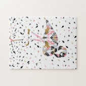 Stomme geometrische Flamingo abstract ontwerp Legpuzzel (Horizontaal)