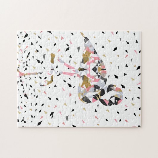 Stomme geometrische Flamingo abstract ontwerp Legpuzzel (Horizontaal)