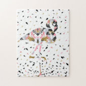 Stomme geometrische Flamingo abstract ontwerp Legpuzzel (Verticaal)