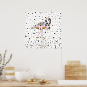 Stomme geometrische Flamingo abstract ontwerp Poster (Keuken)