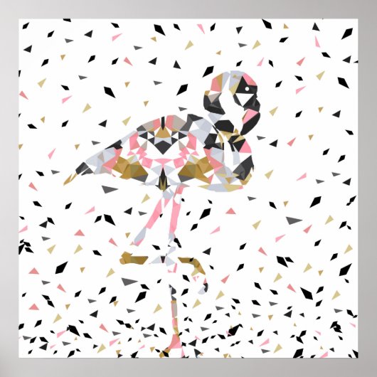 Stomme geometrische Flamingo abstract ontwerp Poster (Voorkant)