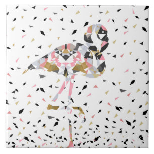 Stomme geometrische Flamingo abstract ontwerp Tegeltje