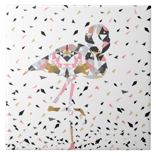 Stomme geometrische Flamingo abstract ontwerp Tegeltje (Voorkant)