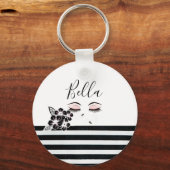 Stomme gepersonaliseerde meisjes Eyelashes Inheems Sleutelhanger (Voorkant)