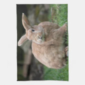 Stomme ginger bunny met grote oren theedoek (Verticaal)