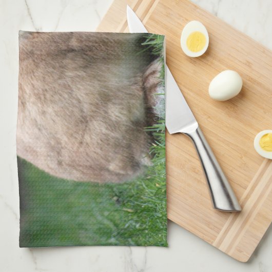 Stomme ginger bunny met grote oren theedoek (Quarter Fold)