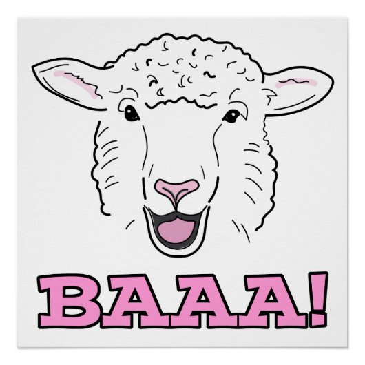 Stomme glimlach White Sheep Face Illustration Baaa Perfect Poster (Voorkant)