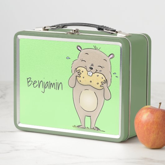 Stomme glimlachende hamster met pinda-cartoon (In situ)