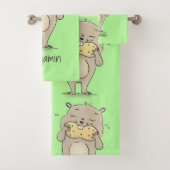 Stomme glimlachende hamster met pinda-cartoon bad handdoek (Insitu)