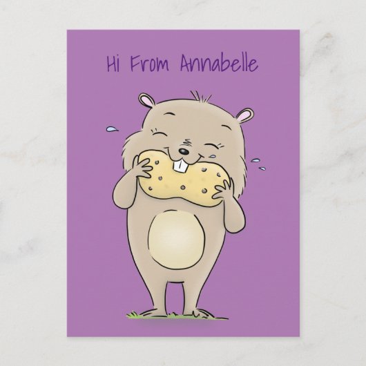 Stomme glimlachende hamster met pinda-cartoon briefkaart (Voorkant)