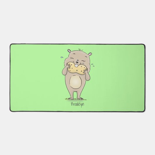 Stomme glimlachende hamster met pinda-cartoon bureaumat (Voorkant)