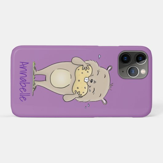 Stomme glimlachende hamster met pinda-cartoon Case-Mate iPhone case (Achterkant (horizontaal))