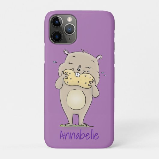 Stomme glimlachende hamster met pinda-cartoon Case-Mate iPhone case (Achterkant)